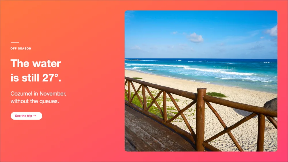 A beach photo made into a 16:9 post by a SnapStudio template